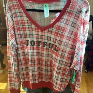 Honeydew USA Red Plaid Joyful Top